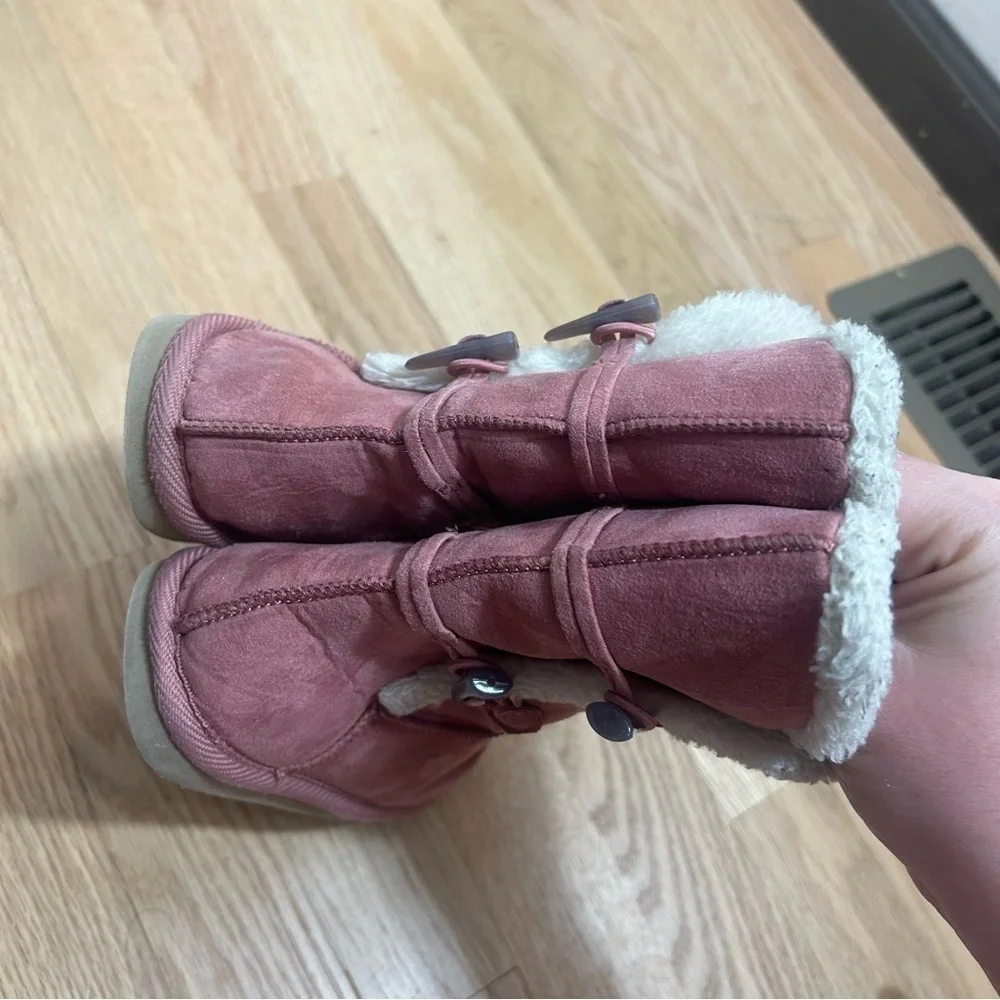 Pink Faux Shearling Lined Boots Sz 11 Pink Kids Girls Ankle Winter Fall